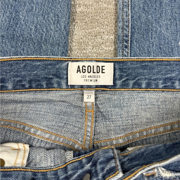 Agolde Jamie High Rise Distressed Button Fly Casual Womens Blue Jean Size 27 - Picture 3 of 9